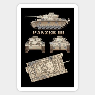 Panzer III 3 Tank German WW2 Medium Tanks Color Diagram Gift Magnet